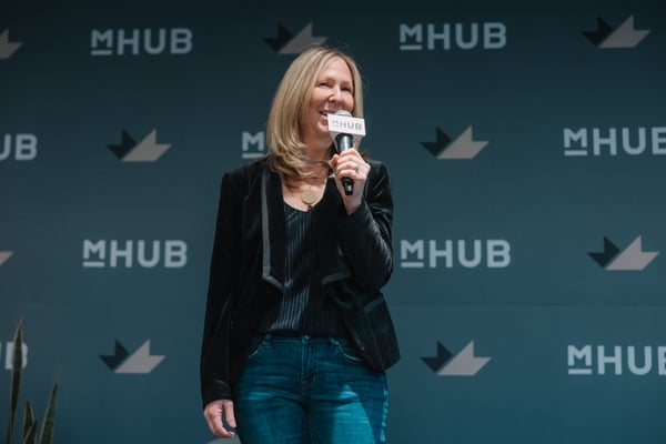 Melissa Lederer, mHUB CXO, gives opening remarks at the mHUB 2023 Women in Manufacturing & Engineering event
