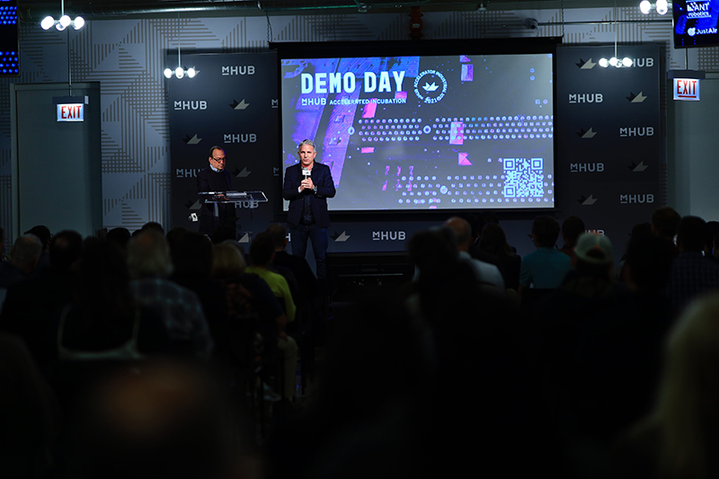 Speaker at mHUB demo day event-edit