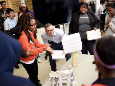 Future founders judging pitch